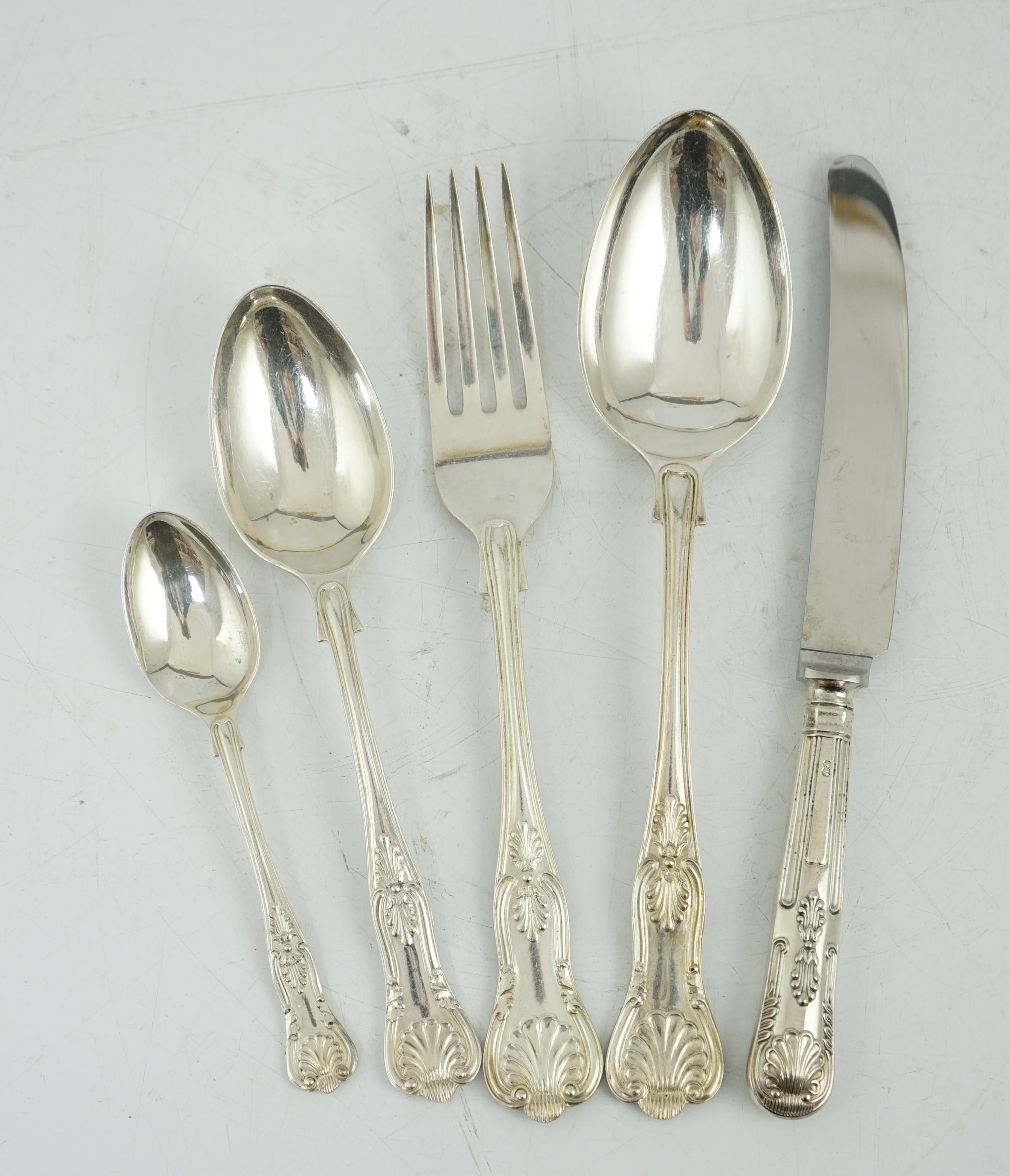 An Elizabeth II canteen of silver King's pattern cutlery for twelve by Garrard & Co Ltd